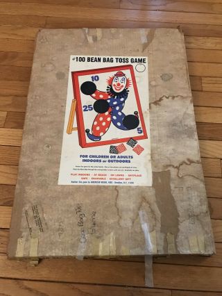 Vintage 1950 ' s Carnival Clown Bean Bag Toss Game Board Am.  Visual Aids NY EUC 3