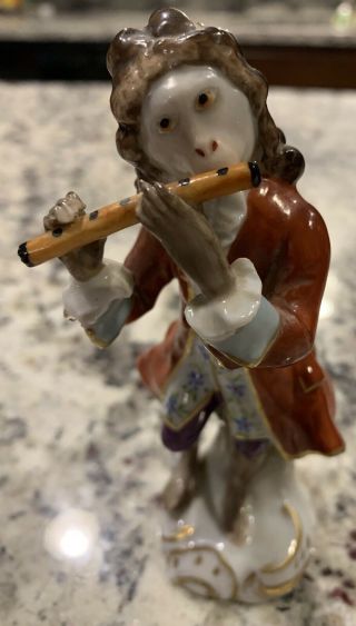 Antique Sitzendorf Monkey Band Figurine - Flute Player