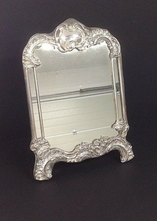 Large Edwardian Hm Silver Photo Mirror Frame - London 1908 - Art Nouveau