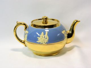 Vintage Gibson Staffordshire Gold Gilded Ceramic Tea Pot W/ Lid