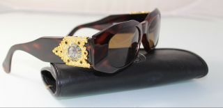 Rare Vintage Gianni Versace Sunglasses Mod 414/h Col 90a Case Blue Crystals
