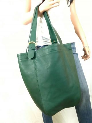 COACH XL Vintage Green Leather Soho Carryall Hobo Shoulder Bag 2