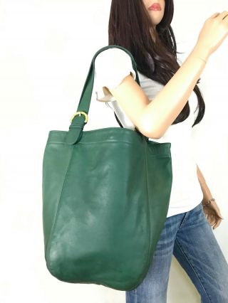 COACH XL Vintage Green Leather Soho Carryall Hobo Shoulder Bag 4