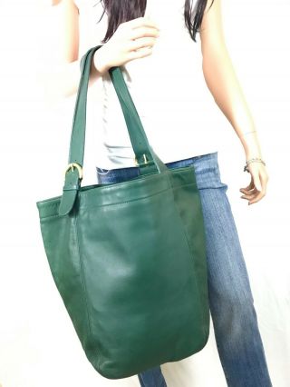 COACH XL Vintage Green Leather Soho Carryall Hobo Shoulder Bag 5