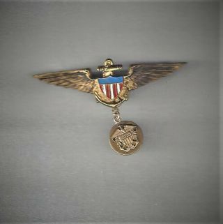 Ww2 Us Navy 1930s Fabulous Feathering Pilot Sweetheart Wing Pin W Officer Drop