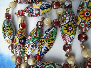 Art Deco Venetian Millefiori Moretti Glass Huge Beads Necklace