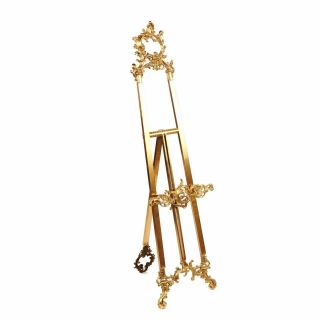 Vintage Antique Brass Baroque Ornate Tall Floor Artwork Easel Display Stand 55 "