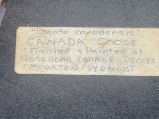 Antique Vintage Duck Decoy Wood Canadian Goose - Crossroad Cottage Decoys Vermont 6