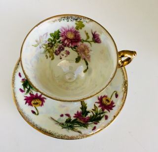 Vintage Tea Cup and Saucer Set Floral Pattern Made in Japan Mid Century Modern 2