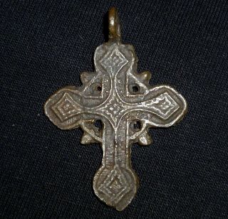 Medieval Byzantine Bronze Cross - Two - Sided - Circa 1000 - 1200 Ad /755