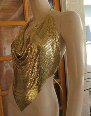 Vintage Whiting & Davis Gold Metal Mesh Body Hugging 70 