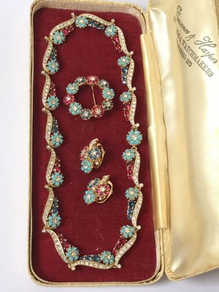 Vintage Jewellery CINER Signed Parure Necklace Earrings & Brooch Pin 2