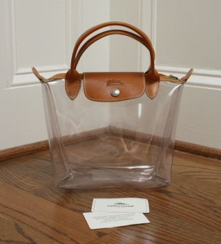 Nwt Longchamp Le Pliage Rare Vintage Transparent Clear Pvc Leather Bag - France