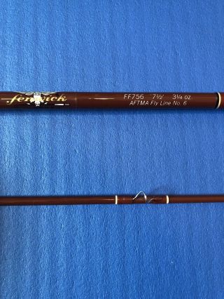 Vintage Fenwick FF756 Fiberglass Fly Rod 7 ' 6 