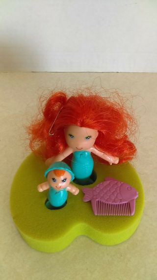 Vtg 1980 Kenner Sea Wees Coral Blue Mermaid Sponge Lily Pad Baby Corkie & Comb