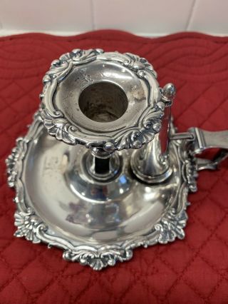 Antique Silver plate CHAMBER CANDLESTICK & SNUFFER Stamped on both 2