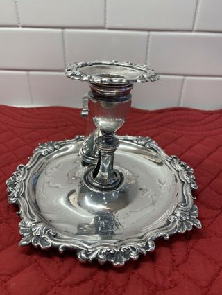 Antique Silver plate CHAMBER CANDLESTICK & SNUFFER Stamped on both 4