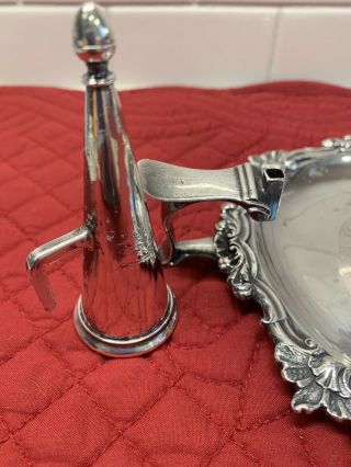 Antique Silver plate CHAMBER CANDLESTICK & SNUFFER Stamped on both 5