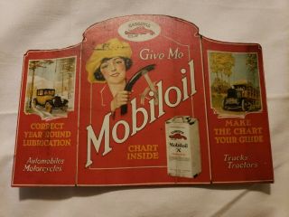 Vintage Mobiloil Cardboard Advertising Counter Top Ad 9 X 6 1/4 In