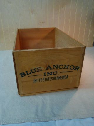 Vtg Wooden Elmwood /blue Anchor Inc Bartlett Pears Storage Wood Crate Usa