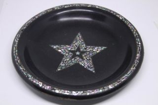 Antique Victorian 19th Century Papier Mache Mop Abalone Shell Star Plate Dish