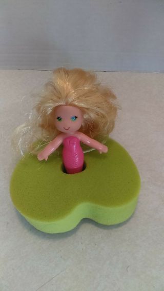 Vtg 1980 Kenner Sea Wees Sandy Blonde Mermaid With Sponge Lily Pad