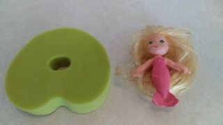 VTG 1980 Kenner Sea Wees Sandy Blonde Mermaid With Sponge Lily Pad 2