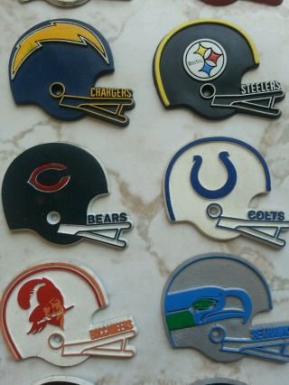 Vintage 1975 NFL 28 Rubber NFL Football Helmet Magnets Set 7