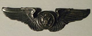 61906.  Wwii Us Army Air Force Usaaf Sterling Silver Air Crew Wings Pin 3 "