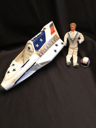 Rare 1970s Ideal Toys Rocket Ship Evil Knievel & 7 " Bendable Action Figure Neat