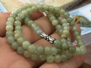 5.  5mm 100 Natural A Green Emerald Jade Beads Necklace Have Certificate0706