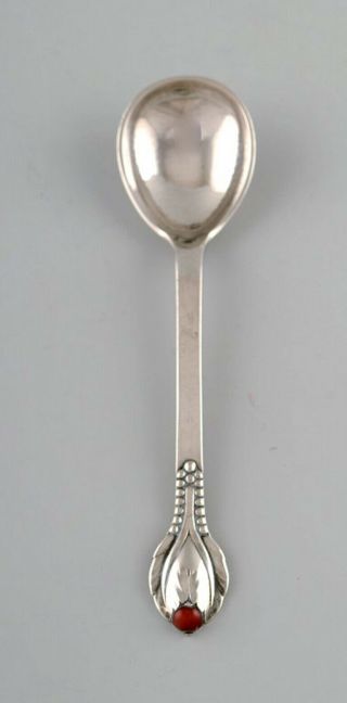 Evald Nielsen Number 3,  Jam/marmelade Spoon In Hammered Silver