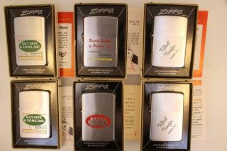 6 VINTAGE ZIPPO LIGHTERS ADVERTISING HICKORY NC 2