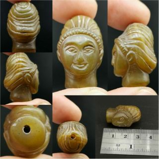 Old Roman Queen Carved Face Head Stone Wonderful Amulet 14
