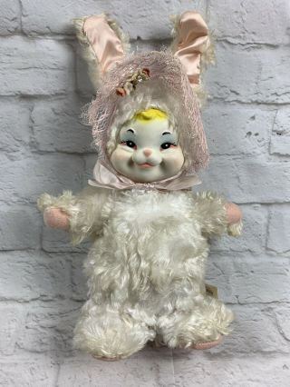 Rare Vtg Rushton Star Creation Rubber Face Bunny Rabbit 13” Plush Stuffed Toy