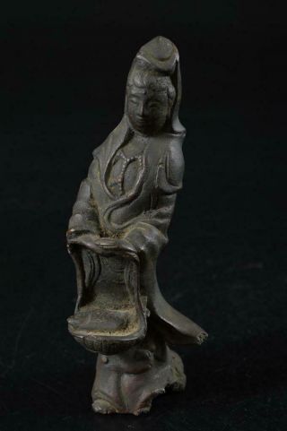 G9374: Japan Casting Copper Kannon - Shaped Ornaments Object Art Work Buddhist Art