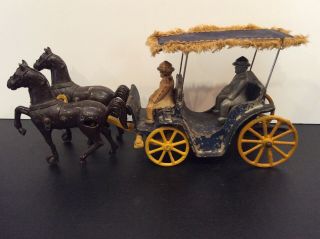 Antique Stanley Toys 1940’s Cast Iron Horse Carriage Wagon