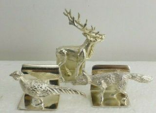 English Sterling Silver Menu/card Holder{jbc Deer}{scully & Scully Fox/pheasant}