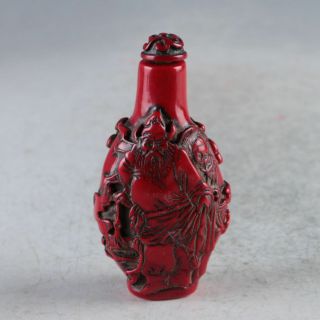 Chinese Red Coral Hand Carved An Elderly Couple Snuff Bottle