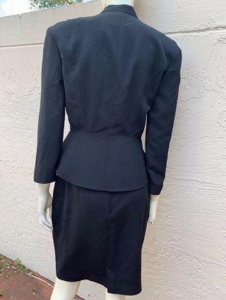THIERRY MUGLER SEXY VINTAGE 80’s BLACK HOURGLASS SKIRT SUIT SZ 42 4