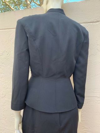THIERRY MUGLER SEXY VINTAGE 80’s BLACK HOURGLASS SKIRT SUIT SZ 42 5