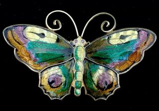 Vintage David Andersen Norway Sterling 925s - Guilloche Enamel Butterfly Brooch