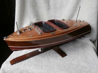 Vintage Chris Craft Barrel Back Wood Wooden Boat Model On Stand