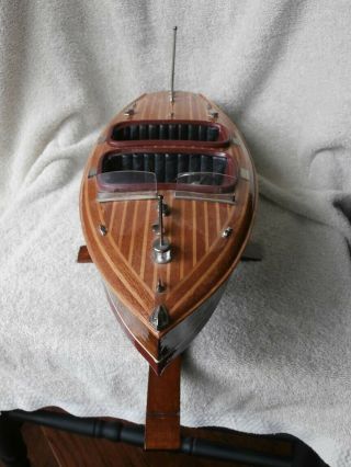 Vintage Chris Craft Barrel Back Wood Wooden Boat Model on Stand 3