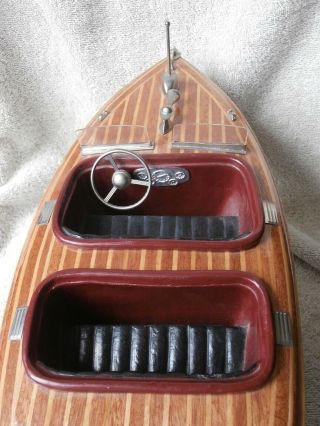 Vintage Chris Craft Barrel Back Wood Wooden Boat Model on Stand 5