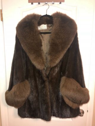 Rossini 2 Toned Mink Fur Brown - Light Brown Collar/sleeve Ends Never Worn Size L
