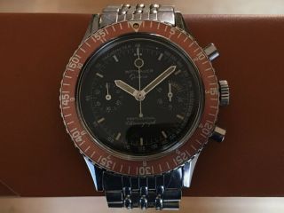 Wittnauer Professional Chronograph Vintage Diver Ss Swiss Watch Serviced