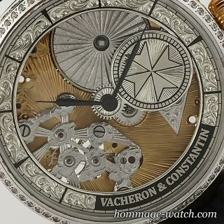 VACHERON CONSTANTIN movem SWISS Skeleton Hand Engrav Swarovski Jewels Rare Watch 6