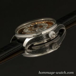 Patek Philippe movement SWISS Silver Dial Hand Engraved Skeleton Rare Watch 48mm 11