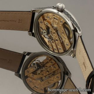 Patek Philippe movement SWISS Silver Dial Hand Engraved Skeleton Rare Watch 48mm 4